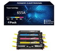 655A Cartuchos de Tóner de Repuesto para HP 655A CF450A CF451A CF452A CF453A Compatibles para HP Color Laserjet Enterprise M652n M652dn M653dn M653x 653dh MFP M681f M681dh,4 Color-4 Pack
