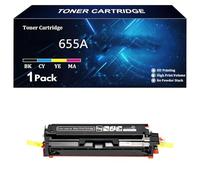 655A Cartuchos de Tóner de Repuesto para HP 655A CF450A CF451A CF452A CF453A Compatibles para HP Color Laserjet Enterprise M652n M652dn M653dn M653x 653dh MFP M681f M681dh,BK-1 Pack