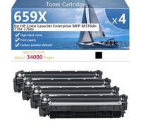 659X Cartucho de Tóner Compatible para HP Color LaserJet Enterprise MFP M776dn 776z 776zs Impresoras, Alto Rendimiento 34000 Páginas, Impresión Nítida,Black-4 Pack