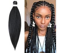 65cm Extensiones para Trenzas Africanas Extensiones de Pelo Sintético Trenzado Crochet Hair Pre-estirado EZ Trenzado Yaki Profesional Cabello Pre Stretched Braiding Postizo 1 Piezas, Jet Negro