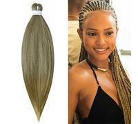 65cm Extensiones para Trenzas Africanas Extensiones de Pelo Sintético Trenzado Crochet Hair Pre-estirado EZ Trenzado Yaki Profesional Cabello Pre Stretched Braiding Postizo 1 Piezas (Rubio oscuro)