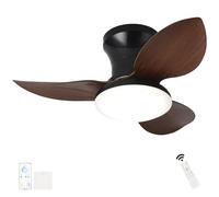 65cm Ventilador de Techo con Luz y Mando a Distancia LED Reversibile Lampara con Ventilador Techo Regulable APP 6 Velocidades Silencioso Luz Ventilador Techo Moderno Industrial Smart-Black Wood