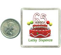 65th Birthday Lucky Silver Sixpence Gift in Presentation Keepsake Box. Great Good Luck Present Idea for Man or Woman