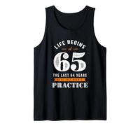 65th Regalo de cumpleaños Divertido Life Begins at 65 años Camiseta sin Mangas, Hombre, Negro, XL