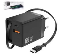65W Cargador Retráctil 3 en 1 con 70cm Retractable 3 Ports Multi USB C Fast Charger with 2 USB-C and 1 USB-A para Phone16/15/14 Pro MAX, MacBook Pro,Galaxy S25 Ultra,iPad,Huawei Pura70