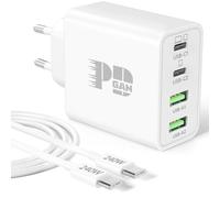 65W Cargador USB C, 4-Porte GAN Ultra Carga Rapido Fast Charger + 240W Cavo Tipo-C 2M Cargador per MacBook Air/Pro, iPhone 16e/16 15 Pro MAX, Xiaomi, Redmi, Samsung Galaxy S25/S24, Laptop, iPad