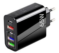 65W Cargador USB C, Múltiple USBC Carga Rápido Enchufe, 5 Puertos 2 Tipo C y 3 Tipo A Movil Charger Cabezal Dual QC 3.0 y PD Rápido Pared Adaptador para iPhone 17 16 15 14 13 12 11 Samsung