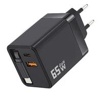 65W Retractable Wall Charger with USB C Cables, USB C Charger Adapter Block GAN PD PPS 45W Fast Charging Station for iPhone 17/16, iPad, Samsung Galaxy, Type C Dual Port Portable Home Office Travel