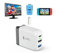 65w Switch Dock para Switch, Puerto de Carga rápida, Mini portátil TV Dock con 4K@60Hz HDMI, USB C,USB 2.0 Port Charger Adaptador para Switch/Tipo C PC portátil/Teléfono Negro + Blanco
