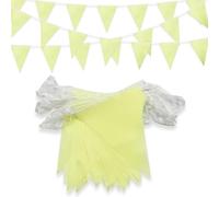 66 pies Banderines, 52 Piezas de Tela de poliéster Impermeable Banderas Triangulares Banderines Reutilizables Banderines Amarillo Claro Banderines para Fiesta de cumpleaños Decoraciones para Fiestas