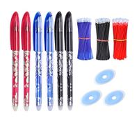 66 Piezas Recambio Bolígrafo Borrable, Tinta Boli Borrable 0.5mm, Repuestos Bolígrafos para Pilot Frixion, Incluye 6 Bolígrafos, 3 Goma Boligrafo Borrable, Ideal para Estudiantes (Negro, Azul, Rojo)