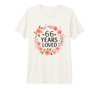 66 Years Loved Floral 66th Birthday Women 66 Years Old Camiseta Premium