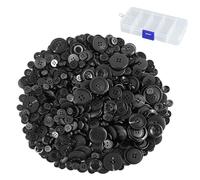 660 botones grandes de negros, 0,7-3,5 cm, botón redondo de resina de 4 agujeros, botones de camisa para manualidades con caja de almacenamiento para costura, camisas, manualidades, álbumes