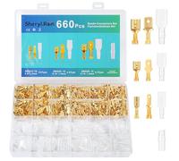 660 PCS Terminales Eléctricos de Crimpado Kit, 2,8mm, 4,8mm, 6,3mm Kit de Conector de Cable, Terminales de Crimpado Kit, Conectores de Terminal de Crimpado Macho y Hembra Para Altavoz de Coche