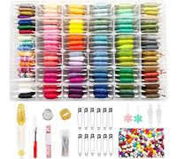 660Pcs Friendship Bracelet String Kit with Storage Box, Embroidery Floss Kit Include 110 Colors Embroidery Thread, 500 Beads, 50 Cross Stitch Tools for Hand Embroidery Knitting Sewing Floss Bobbins
