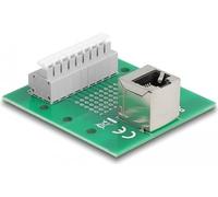 66993 - Toma RJ45 a regleta de bornes con pulsador para carril DIN acodado