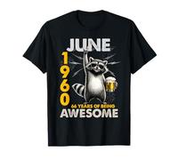 66th Birthday Raccoon Beer June 1960 Vintage 66 Years Old Camiseta