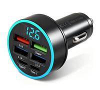 66W Cargador Coche Mecher USB C 6 Puertos con Voltímetro Led | Cargador Rápido Carga Rapida 12V 3,1A, Conectable Tipo-C Adecuado para iPhone 17 16 15 MAX Pro, Galaxy S24 S23 S21 Ultra