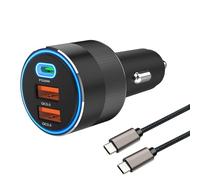 66W Cargador Mechero Coche USB C Adaptador Toma Encendedor PD30W + Dual QC 3.0 18W,Encendedor de Cigarrillos Enchufe Cargador Carga Rapida con 1 M USB C Cable 3A