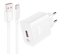 66W Cargador USB y 6A 1m Cable USB C para Honor 400 90 70 Magic Magic 7 Lite V3 V2 RSR X9c Pad2 para Huawei MatePad Tablet, Carga Rápida Supercarga Adaptador Cargador para Honor 200 X6b X8a X7a X6a