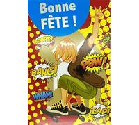 67-1051-ABF - Tarjeta de felicitación para jóvenes y adolescentes, diseño de tabla de patinaje, dibujos animados de cómic manga con sobres formato, 12 x 17,5 cm, nombre de San Patrón, San Nicolás, 6