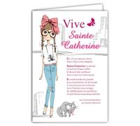 67-1080A Tarjeta Santa Catalina 25 de noviembre - Tamaño 11,5 x 17 cm - Con sobres - Fiesta Vive Ste Catherine - Tarjeta para intercambiar y coleccionar - Para niñas de 3 a 11 años y alumnos A.P.E.L.