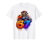 67 Basketball Raccoon Drip Niños Niños Jóvenes Niñas Brainrot Camiseta gráfica económica, Hombre, Blanco, S