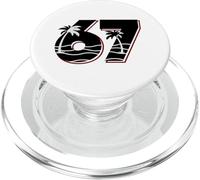 67 Beach Line Art Palm Number Diseño Gráfico PopSockets PopGrip para MagSafe