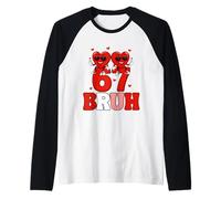 67 Bruh Funny Valentine Heart Cute Mini Hearts Meme tee Camiseta Manga Raglan