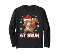 67 Bruh Six Seven Meme Squirrel Christmas Kids Boys Girls Manga Larga