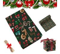67 Christmas Wrap-Wrap Your Presents in Holiday Fun, Six Seven Funny Classic Idea Themed Wrapping Paper, Unique Humor Wide Small Birthday Gift Xmas Santa Festive Package Rolls