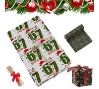 67 Christmas Wrap-Wrap Your Presents in Holiday Fun, Six Seven Funny Classic Idea Themed Wrapping Paper, Unique Humor Wide Small Birthday Gift Xmas Santa Festive Package Rolls