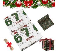 67 Christmas Wrap-Wrap Your Presents in Holiday Fun, Six Seven Funny Classic Idea Themed Wrapping Paper, Unique Humor Wide Small Birthday Gift Xmas Santa Festive Package Rolls