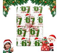67 Christmas Wrapping Paper - Funny 67 Edition Wrapping Paper Six Seven Meme Unique Funny Teen Wrap for Birthday Christmas Gifts, Festive Party (C,47.5 * 450)