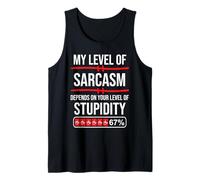 67 Coffee My Level of Sarcasm Depends On Level of Stupidity Camiseta sin Mangas