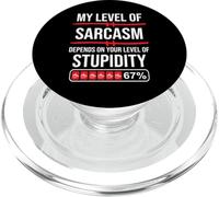 67 Coffee My Level of Sarcasm Depends On Level of Stupidity PopSockets PopGrip para MagSafe