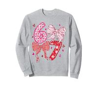 67 corazón Lazo Retro Rosa patrón Lindo número San Valentín Estilo Sudadera