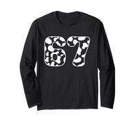 67 Cow Spot Number Farm Animal Theme Bold Diseño Gráfico Manga Larga