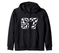 67 Cow Spot Number Farm Animal Theme Bold Diseño Gráfico Sudadera con Capucha