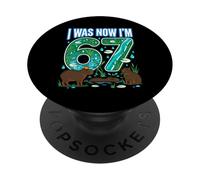 67 cumpleaños I Was 66 Now I'm 67 Capybara Funny Cute PopSockets PopGrip Adhesivo