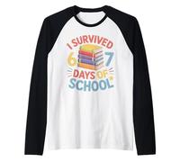 67º Día de Escuela Maestros Niños 67 Números de Matemáticas 100 Días Camiseta Manga Raglan