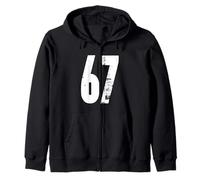 67 Diseño gráfico de números atrevidos envejecidos Sudadera con Capucha