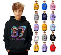 67 Fun Meme Pullover Hoodie Sudadera Niño, 6 7 Meme Costume Long Sleeve Sweatshirt Casual Six Seven Sweatshirt Funny Sudaderas Adolescente Hoodie for Boys Girls