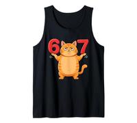 67 Funny Cat Six Seven Meme Gen Z Alfa Humor Amantes de los Animales Camiseta sin Mangas