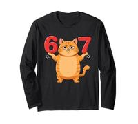 67 Funny Cat Six Seven Meme Gen Z Alfa Humor Amantes de los Animales Manga Larga