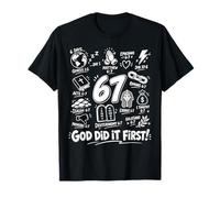 67 God Did It First Christian Faith Jesús Versículo de la Biblia Humor Camiseta