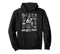 67 God Did It First Christian Faith Jesús Versículo de la Biblia Humor Sudadera con Capucha