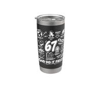 67 God Did It First Christian Faith Jesús Versículo de la Biblia Humor Vaso térmico de acero inoxidable de doble pared