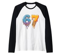 67 Ice Cream Drip Meme | Funny Six Seven Gen Alpha Slang Camiseta Manga Raglan