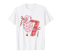 67 Lindos Corazones de San Valentín Lazos números de Patchwork a Cuadros Camiseta